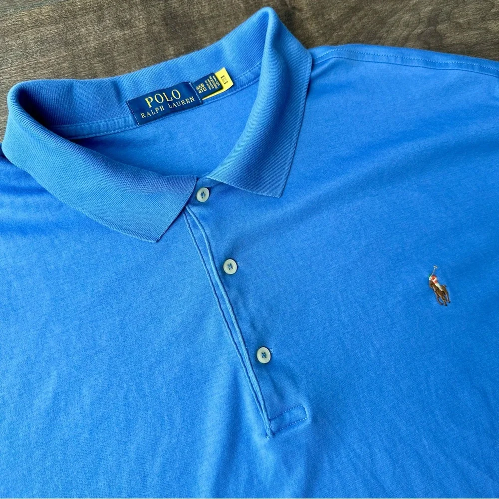 Polo Ralph Lauren Men's Soft Cotton Blue Polo Shirt - Big & Tall 4XB / 4XL